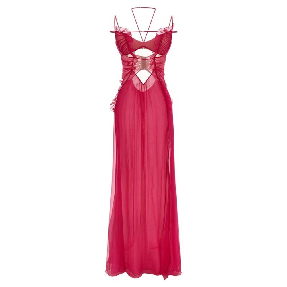 Nensi Dojaka Fuchsia Silk Long Women's Dress